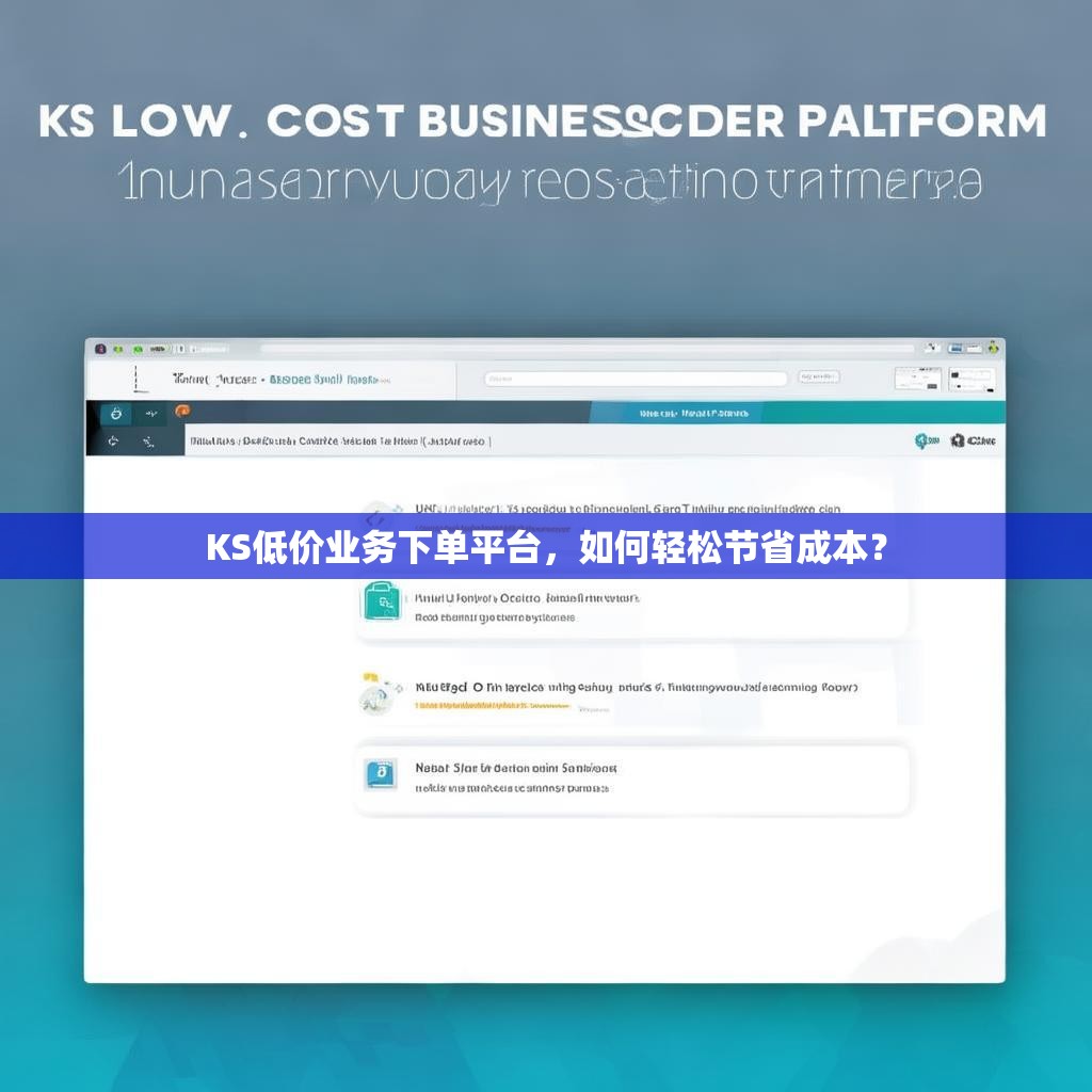 KS低价业务下单平台，如何轻松节省成本？