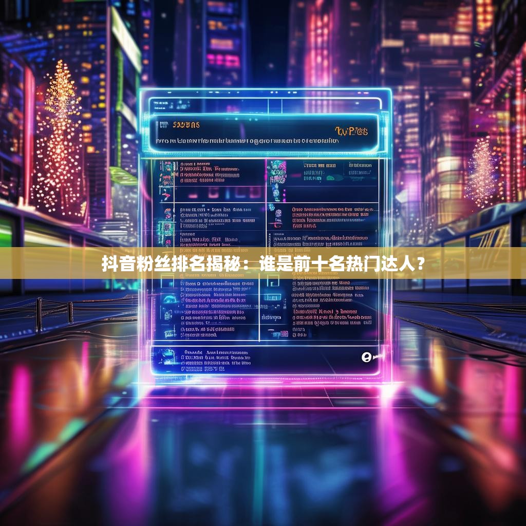 抖音粉丝排名揭秘:谁是前十名热门达人?