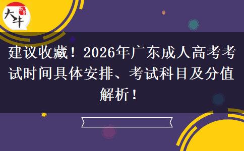 2026年广东成人高考报名时间及考试科目分值全解析